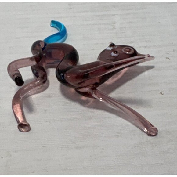 Blown Glass Cat Figurine Blue Tail 2.5" Handcrafted Cat Lovers Unique 2.5" READ - Picture 7 of 8